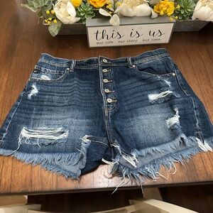 KanCan Blue Distressed Jean Shorts